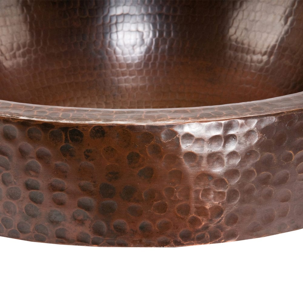 17" Compact Oval Skirted Vessel Hammered Copper Sink alt 0