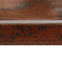 19" Rectangle Skirted Vessel Hammered Copper Sink alt 0