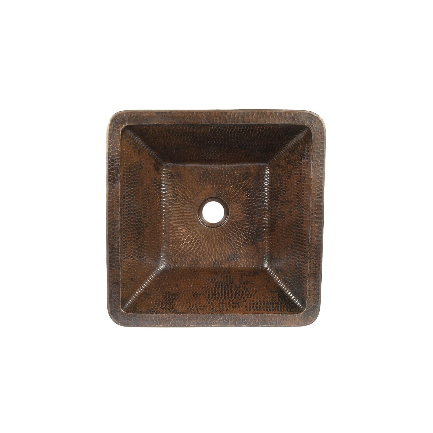 15" Square Skirted Vessel Hammered Copper Sink alt 0