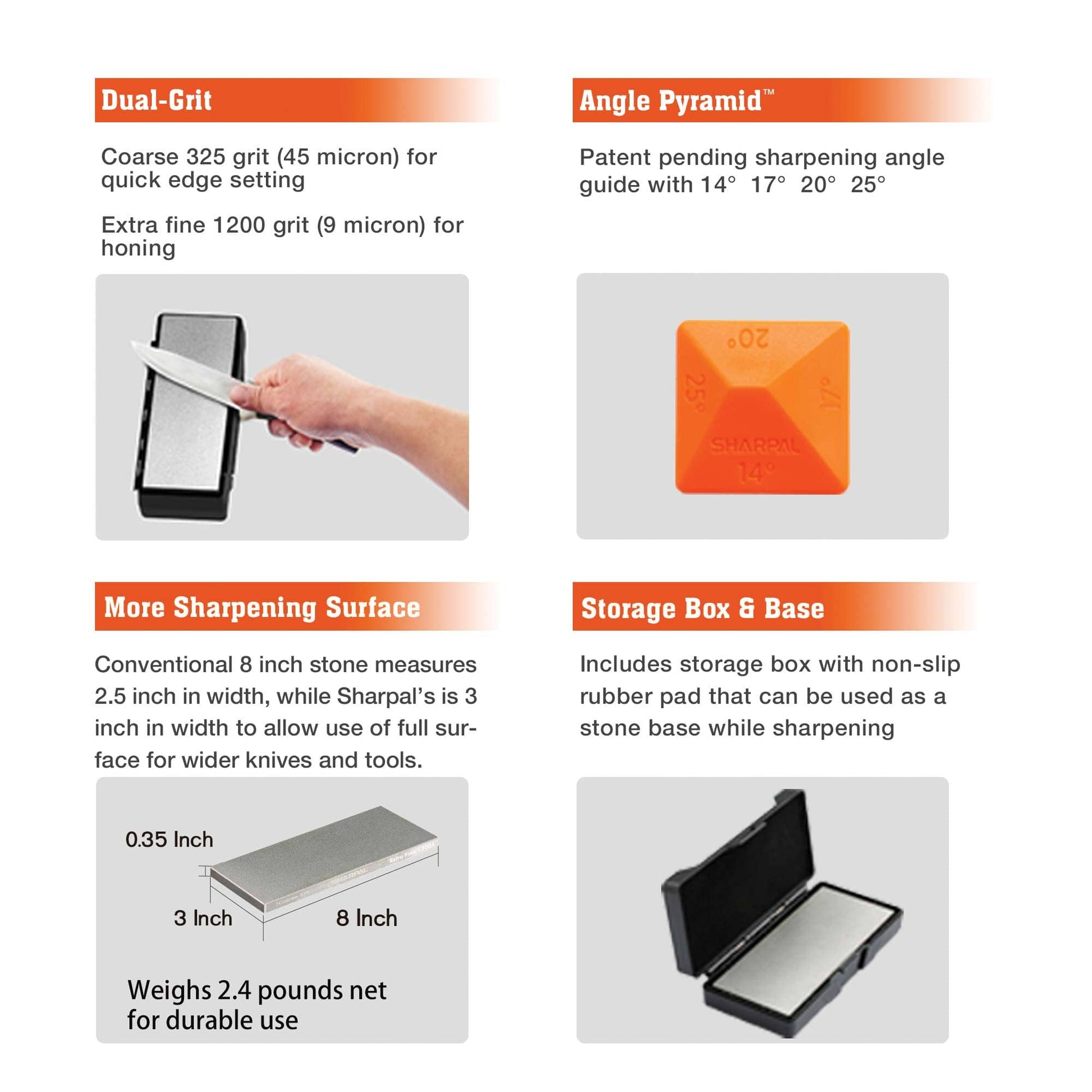 Dual Grit Diamond Whetstone - 8" x 3" - 325/1200 Grit alt 0