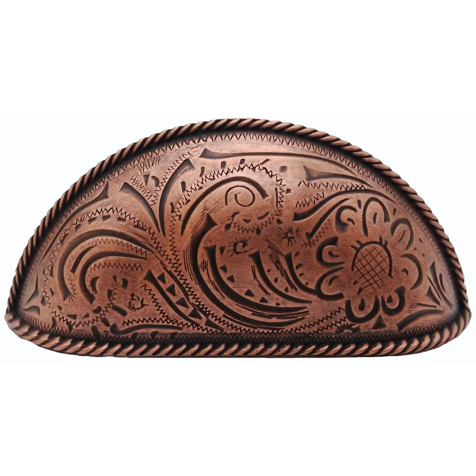 Engraved Flower Cup Pull, Copper Oxide alt 0