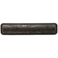 Small Engraved Flower Pull, Pewter Oxide alt 0