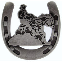 Riding Cowboy Horseshoe Knob, Old Silver alt 0