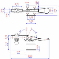 High Base Toggle Clamp - 2-1/4" x 7/8" - 200 lb Capacity alt 0