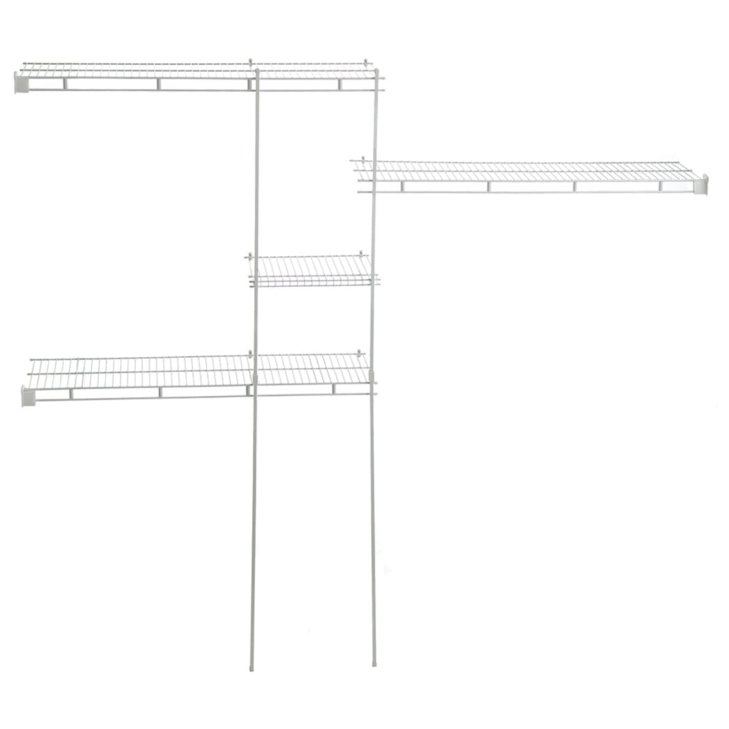 Closet Organizer Kit 5' - 8' W Fixed Mount, White alt 0