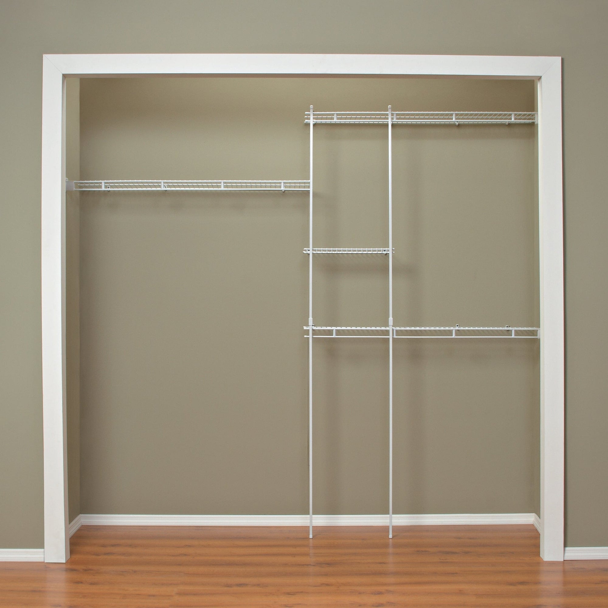 Closet Organizer Kit 5' - 8' W Fixed Mount, White alt 0