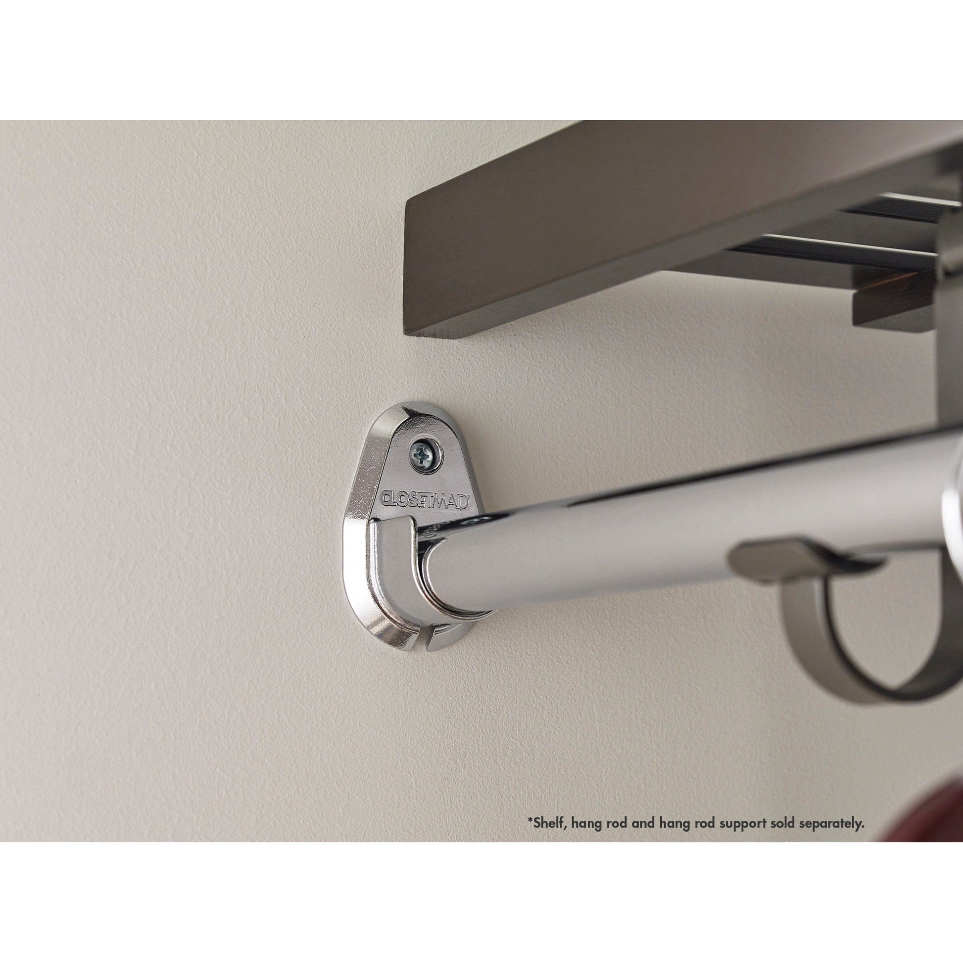 Premium Wood Shelf Hang Rod Pole Cup, Chrome alt 0