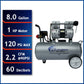 1HP 8 Gallon Oil-Free Aluminum Tank Air Compressor alt 0