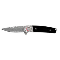 Falcon - Damascus and Buffalo Horn Folder Knife, Stainless Damascus 2-7/8" Blade alt 0