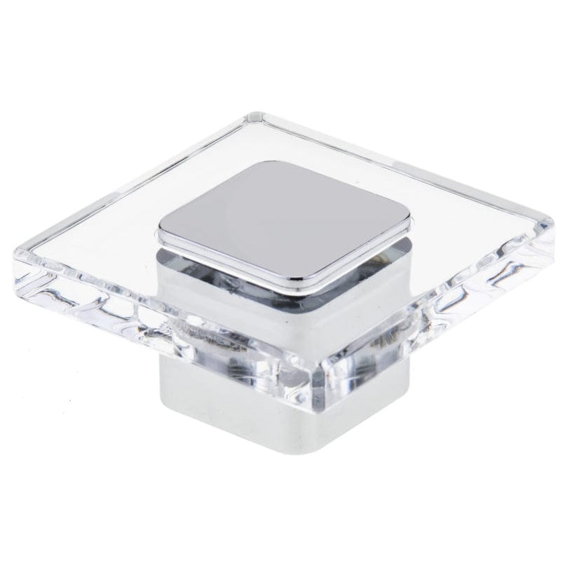 Contemporary Knob, 1-9/16" x 1-9/16", Chrome, Clear alt 0