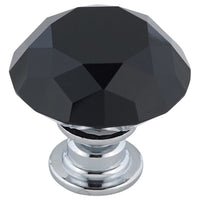 Contemporary Knob, 1-3/16" D, Chrome, Black alt 0