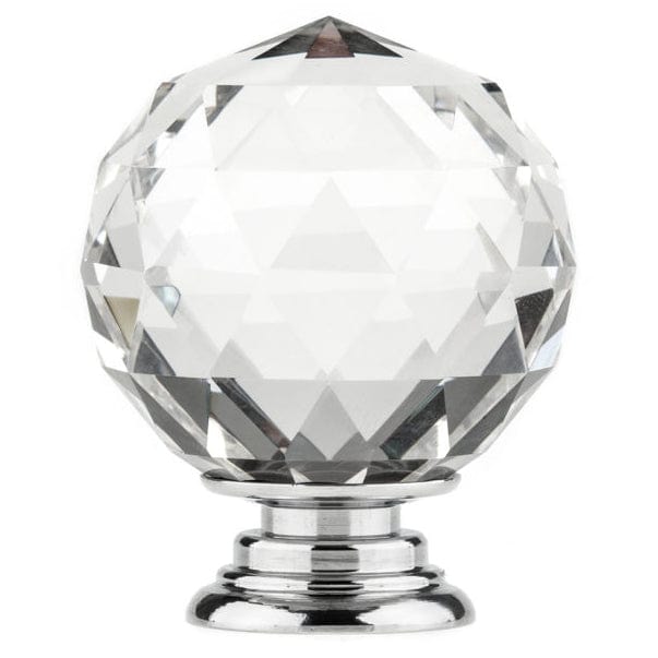 Contemporary Knob, 2" D, Crystal, Clear, Chrome alt 0