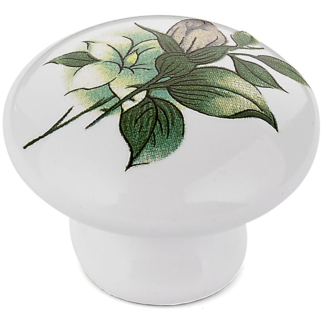Eclectic Knob, 1-3/8" D, Green Flower alt 0