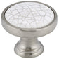 Eclectic Knob, 1-1/8" D, Crackle White, Brushed Nickel alt 0