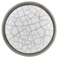 Eclectic Knob, 1-1/8" D, Crackle White, Brushed Nickel alt 0