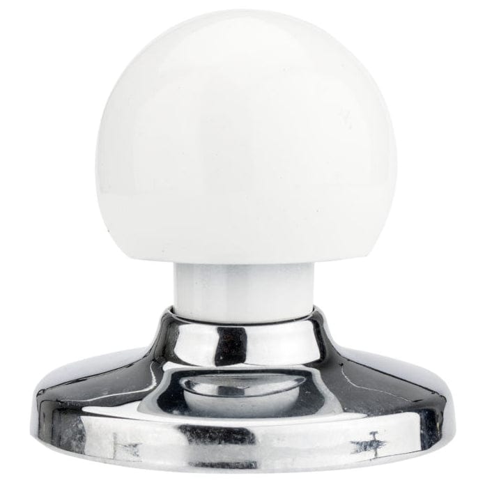 Functional Knob, 1-1/4" D, Chrome, White alt 0