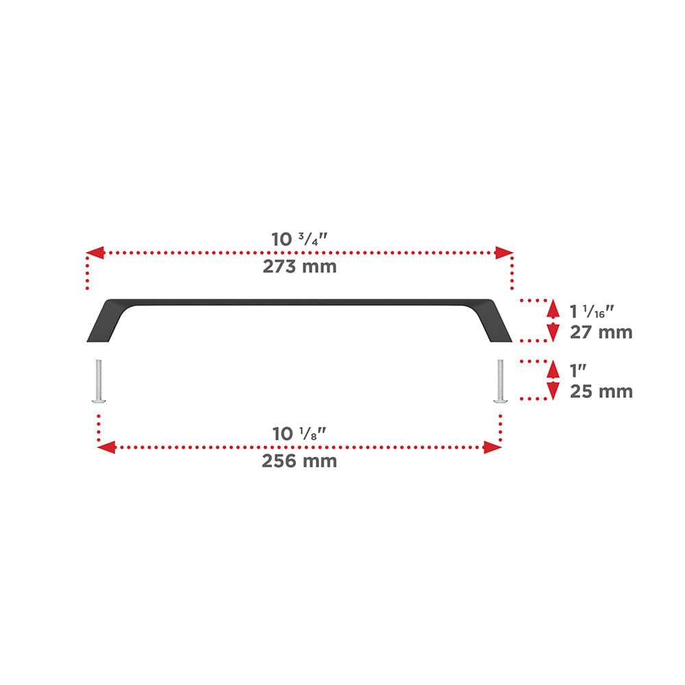 Contemporary Pull, 10-1/8" Center-to-Center, Matte Black