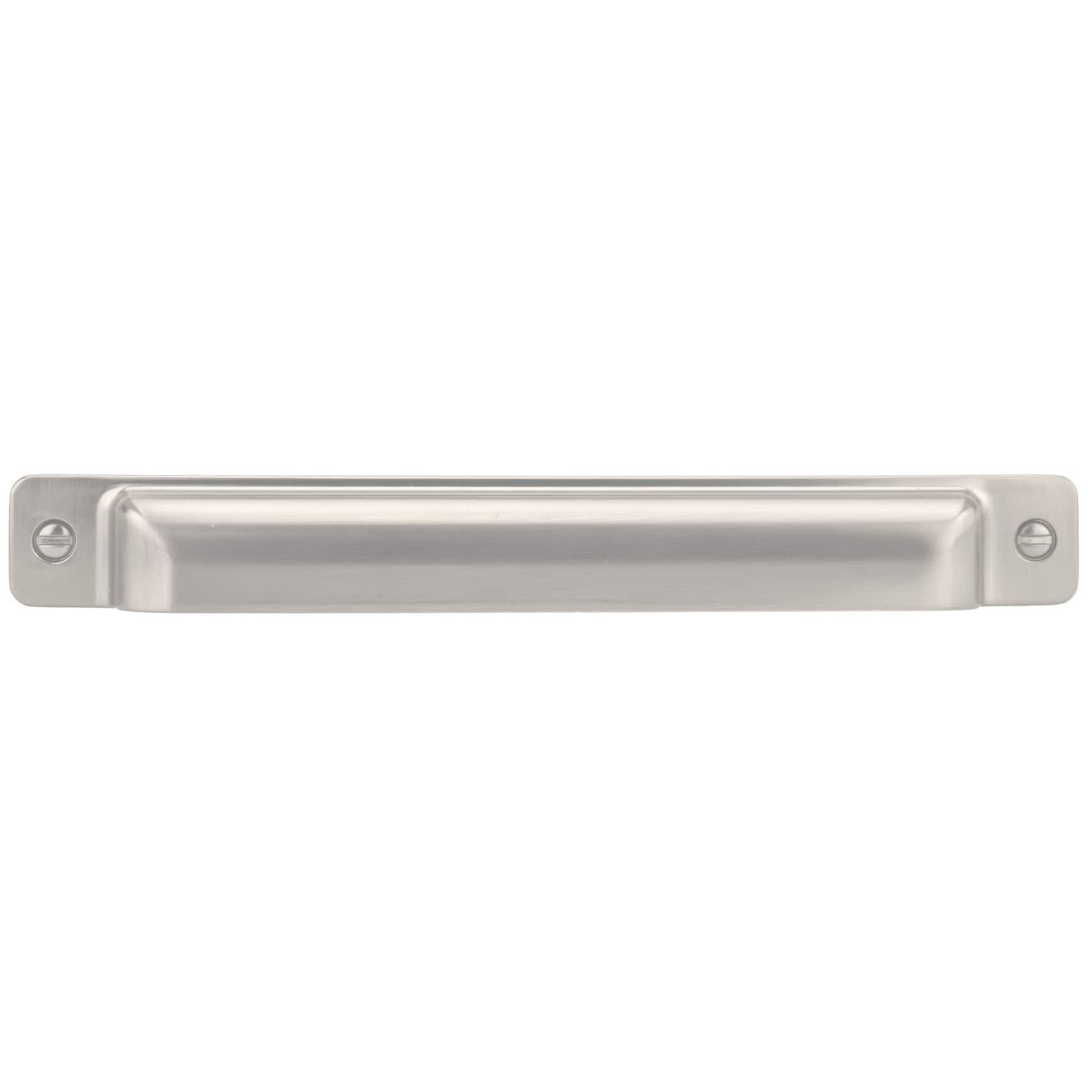Transitional Cup Pull, 7-9/16" Center-to-Center, Brushed Nickel alt 0