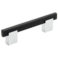 Contemporary Pull, 3-3/4" Center-to-Center, Chrome, Matte Black alt 0