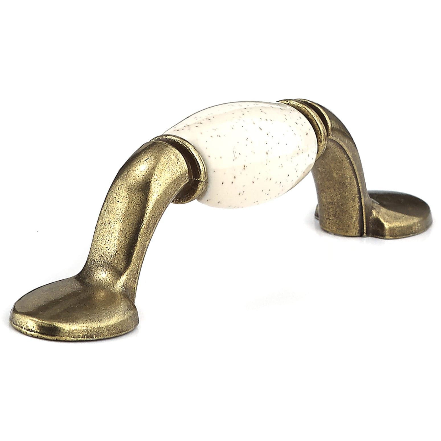 Traditional Pull, 3" Center-to-Center, Oatmeal, Burnished Brass alt 0