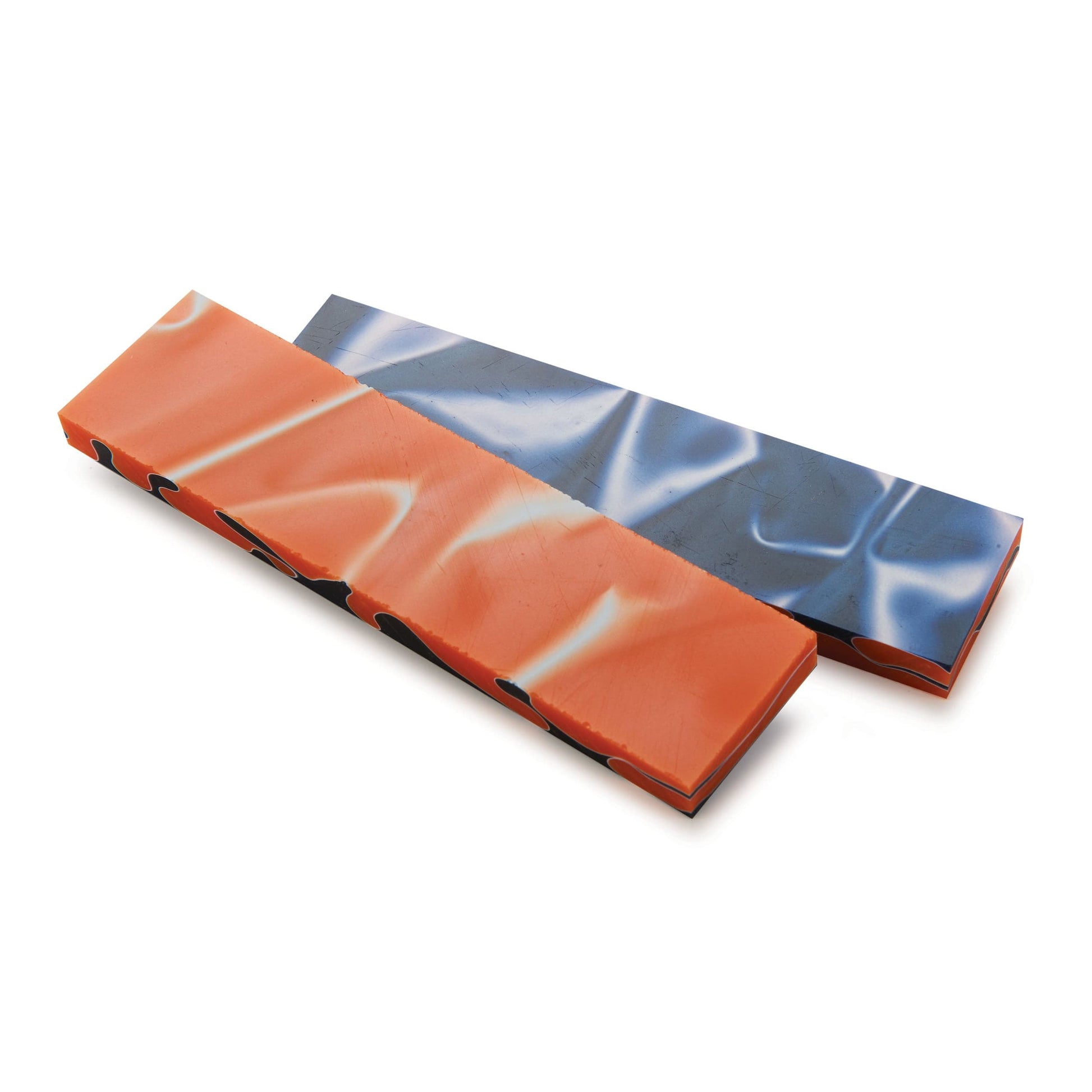 Acrylic Knife Scales - 3/8" x 1-1/2" x 6" - Blue & Orange - Pair alt 0
