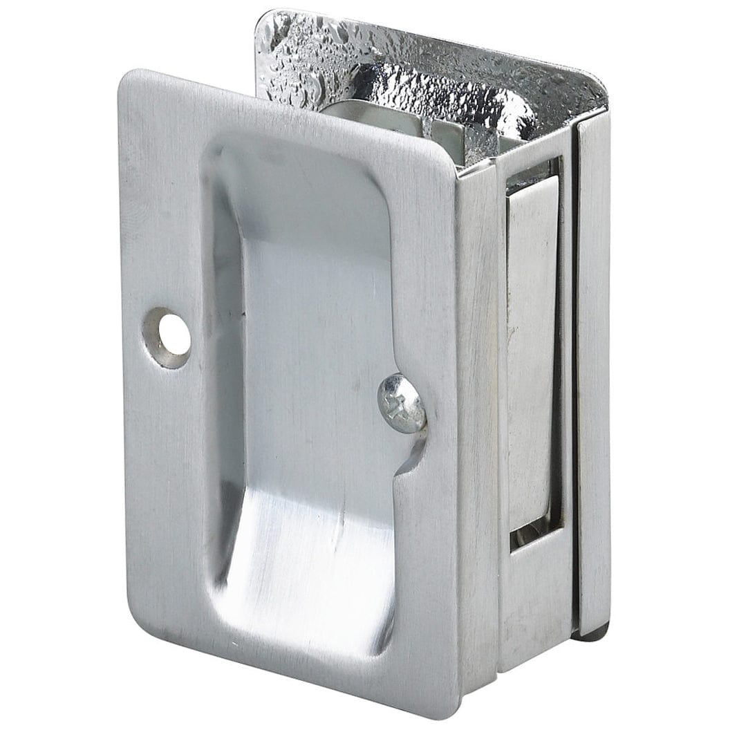 3-7/32" (82 mm) Pocket Door Pull Rectangular Brushed Chrome Passage alt 0