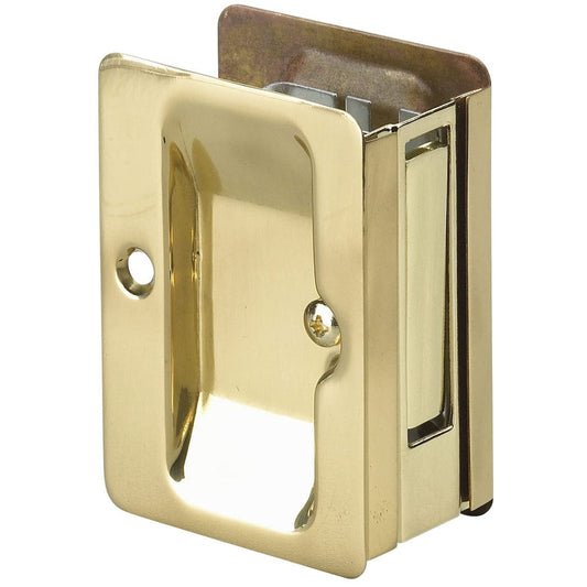 3-7/32" (82 mm) Pocket Door Pull Rectangular Brass Passage alt 0