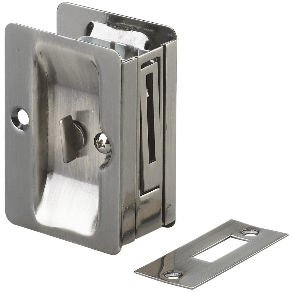 3-7/32" (82 mm) Pocket Door Pull  Rectangular Antique Nickel Privacy alt 0