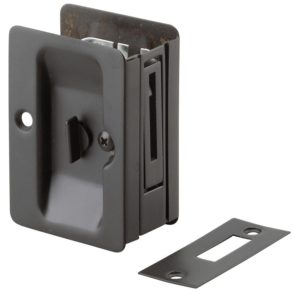 3-7/32" (82 mm) Pocket Door Pull  Rectangular Oil-Rubbed Bronze Privacy alt 0