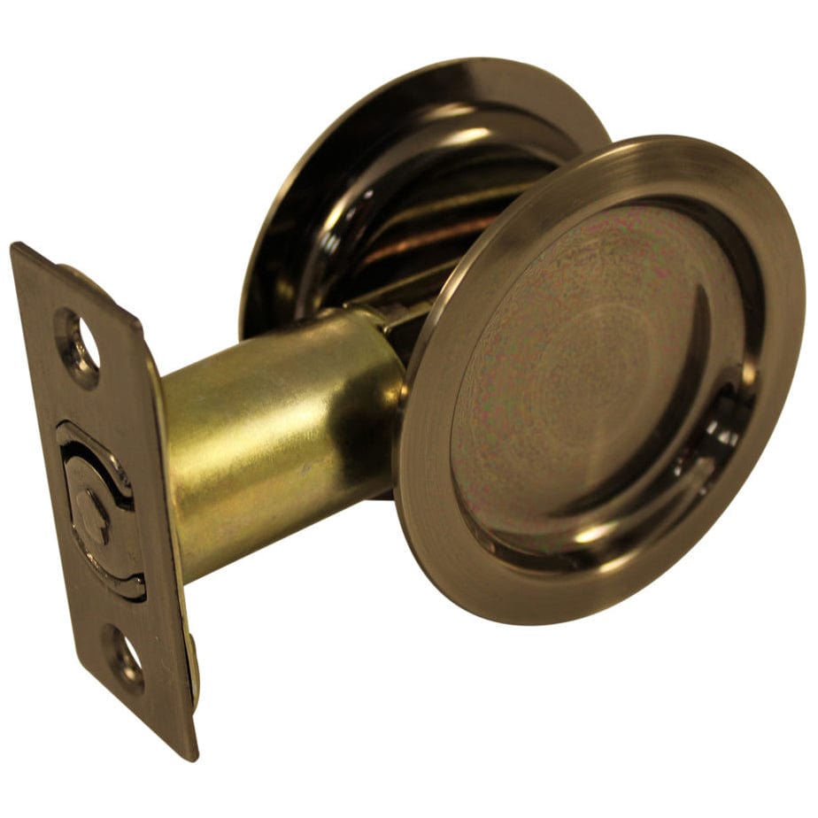 2-7/16" (62 mm) Pocket Door Pull Round Antique Nickel Passage alt 0