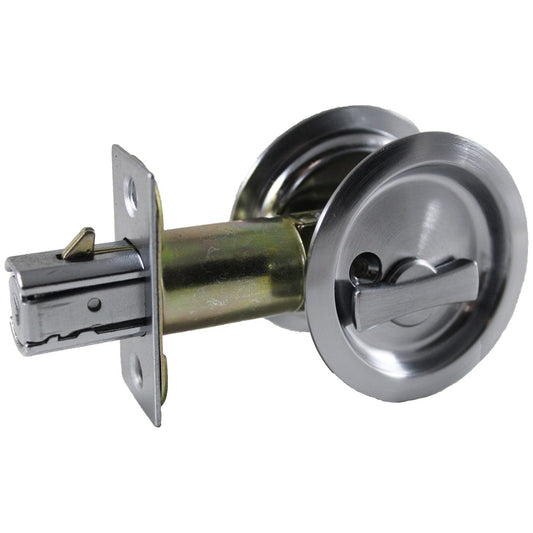 2-7/16" (62 mm) Pocket Door Pull Round Brushed Nickel Privacy alt 0