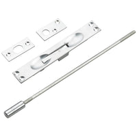 Flush Bolt for Metal Doors with 12" Extension Brushed Chrome alt 0