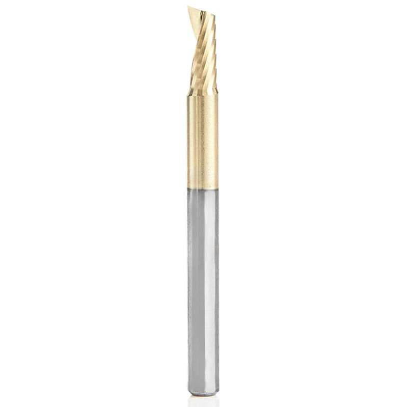 51406-Z Spiral O Single Flute Aluminum Cutting Up-Cut ZrN Coated Mirror Finish Router Bit 1/8"D 5/16"CH 1/8"SH 1-1/2"OL alt 0