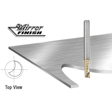 51502-Z Spiral O Single Flute ZrN Coated Aluminum Cutting Up-Cut Mirror Finish Router Bit 1/4"D 5/8"CH 1/4"SH 2"OL alt 0