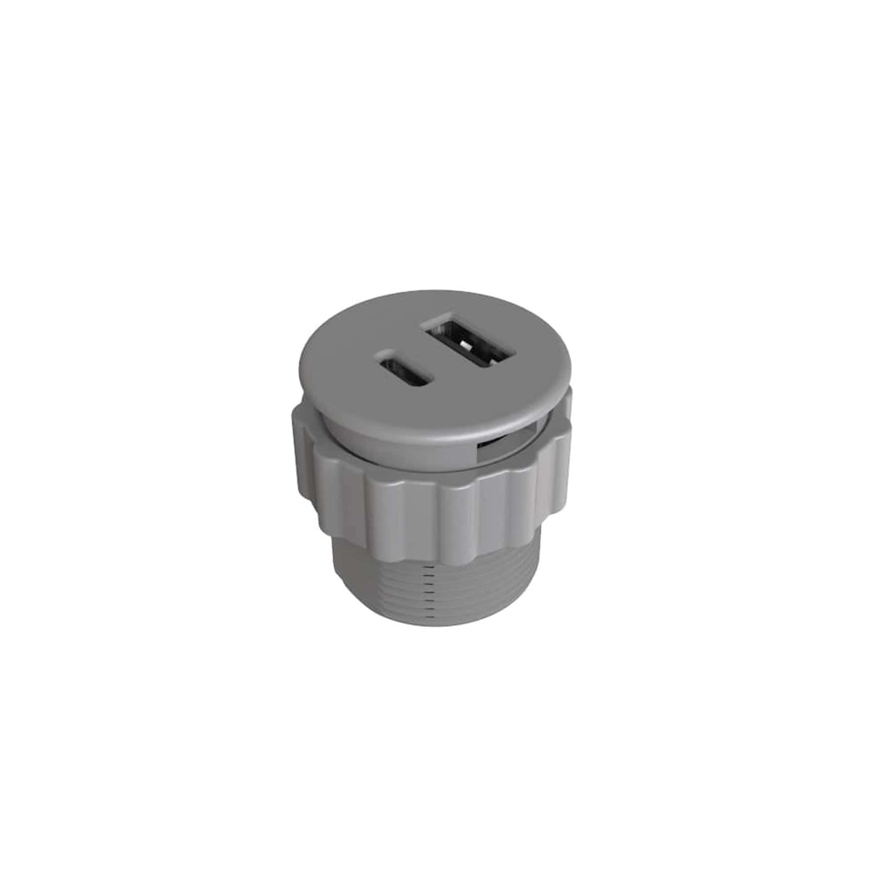 5V Rounded Recessed USB Charger Gray alt 0