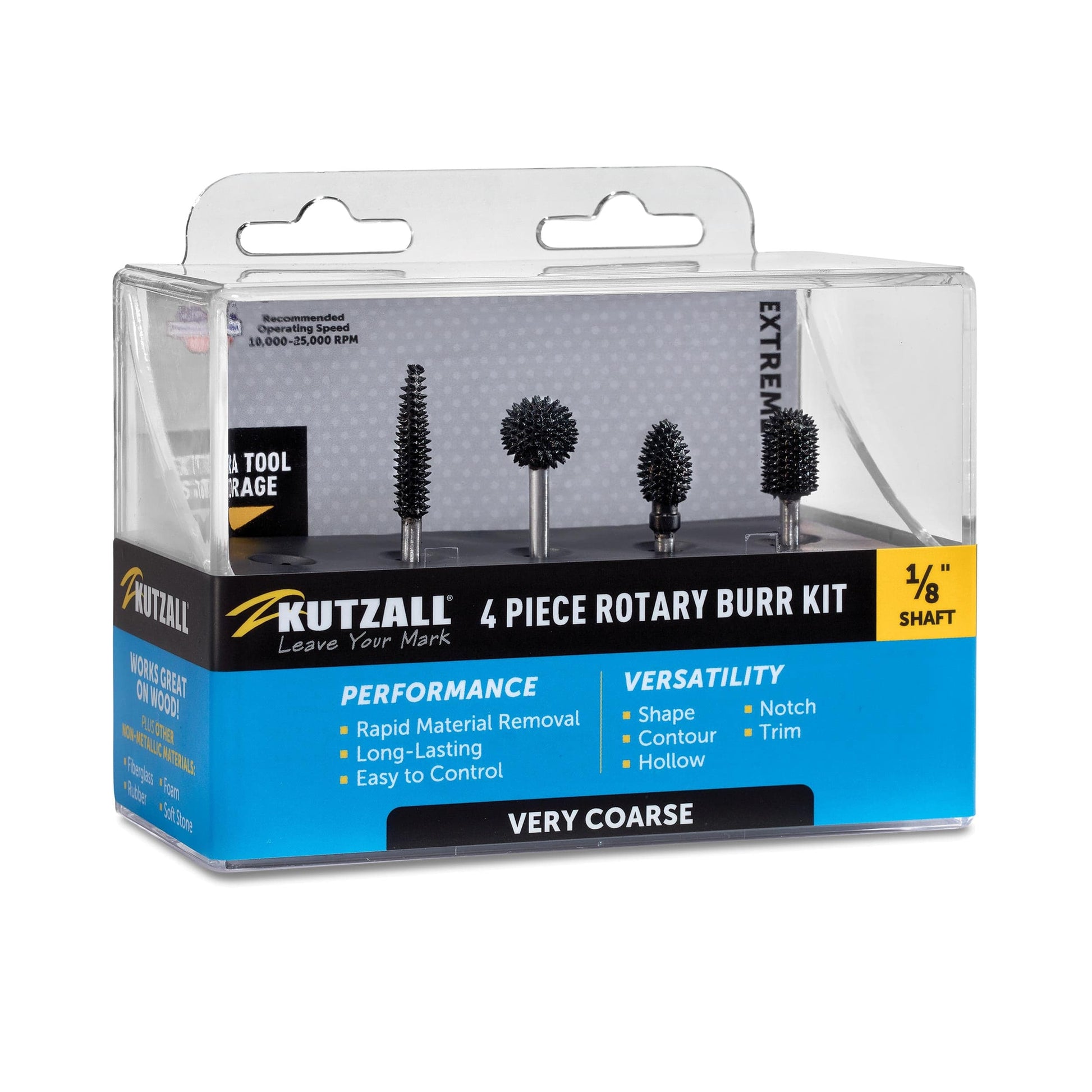 Extreme Rotary Burr Set - 1/8" Shaft - Very Coarse - 4 Piece alt 0