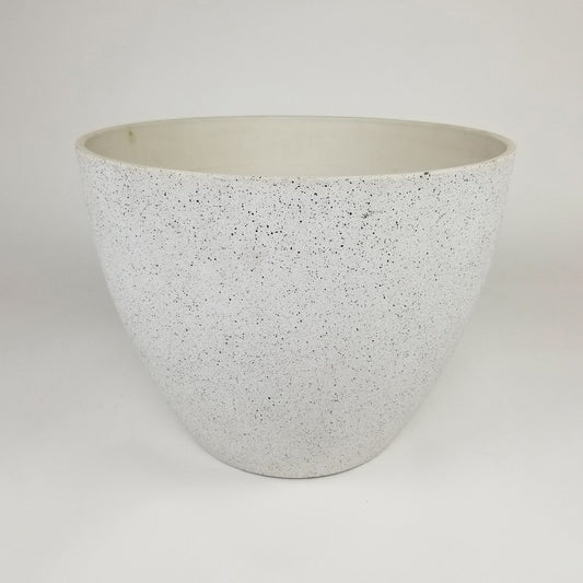Round Spackled Planter Large White alt 0