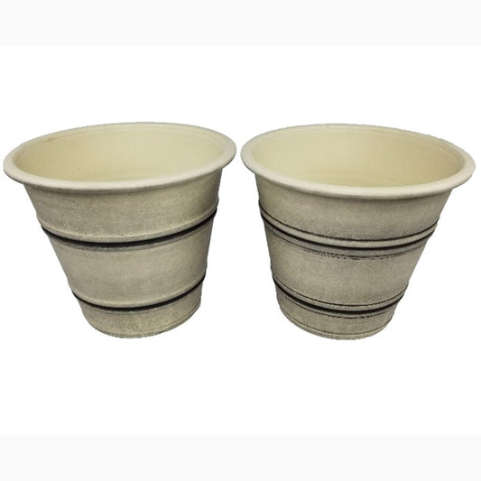 Round Planter Set Medium Washed Sandstone Set of 2 alt 0