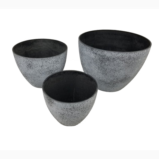 Round Spackled Nested Planter Set Gray Set of 3 alt 0