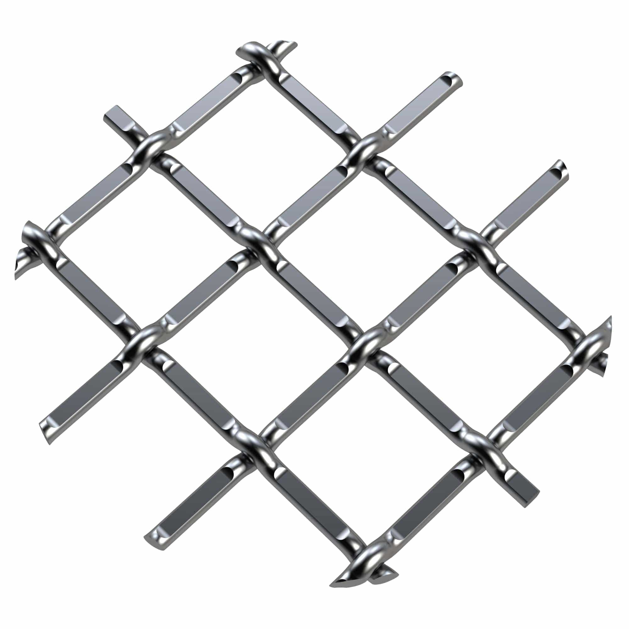 .5" Round Single Diamond Decorative Grille - Satin Nickel, 18" W x 48" L Sheet alt 5