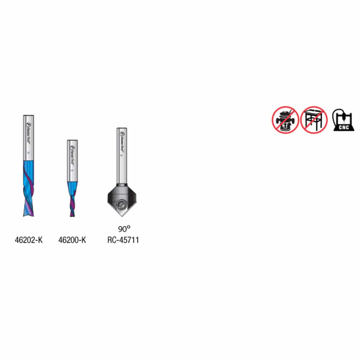 AMS-299-T 3-piece CNC Starter Spektra Bit Set 1/4" SH with 90 Degree V-Groove with Stackable Case alt 0