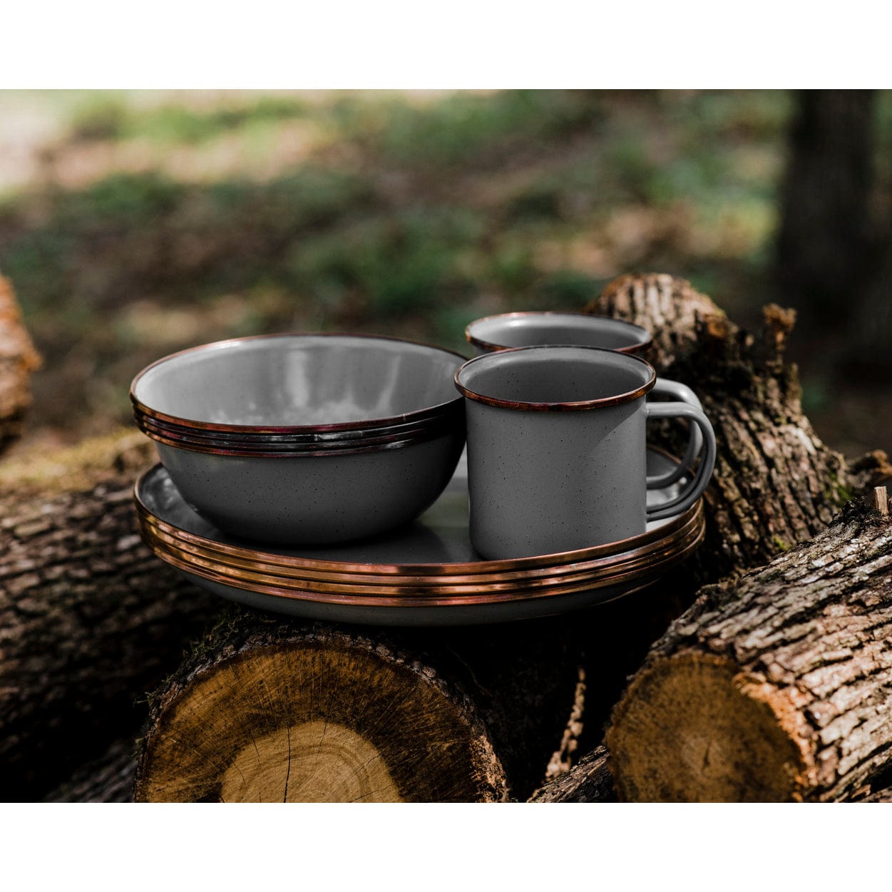 Enamel Bowl Set Slate Gray Indoor/Outdoor alt 0
