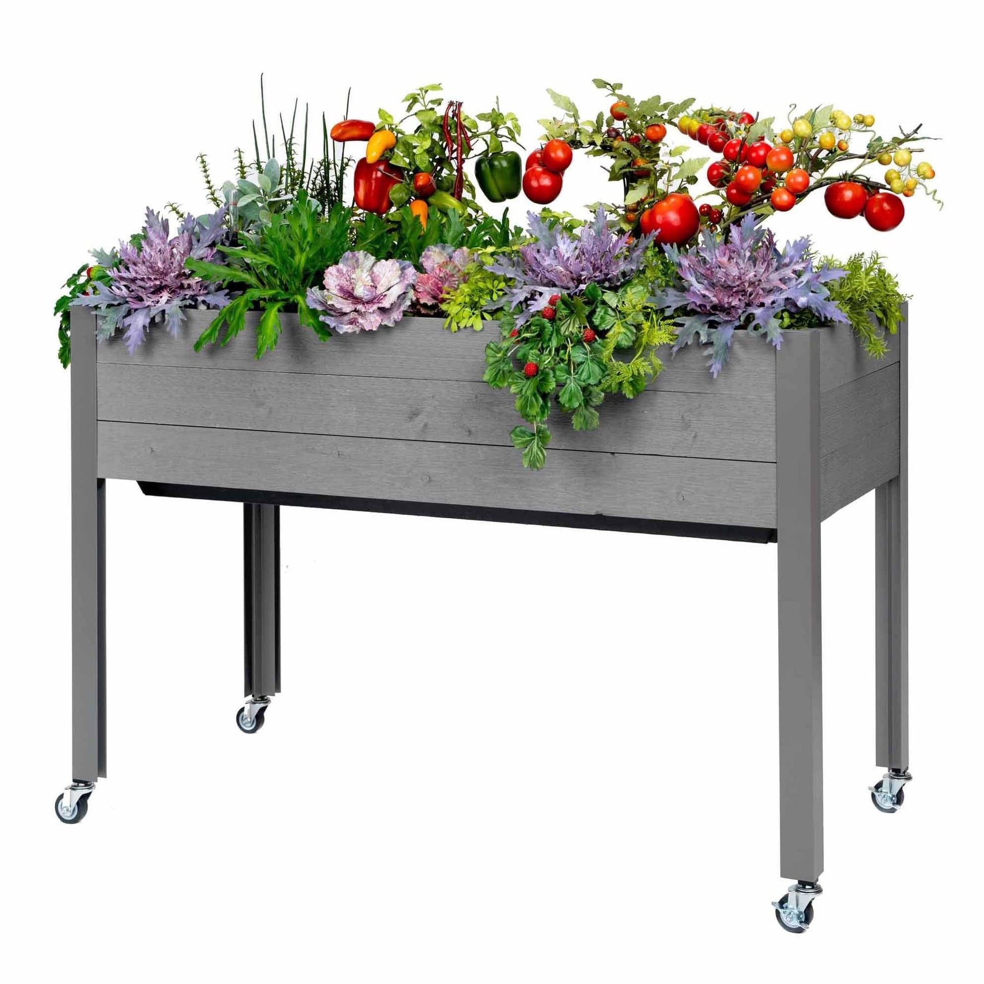 Self-Watering Elevated Planter 21" x 47" x 32"H Gray alt 0