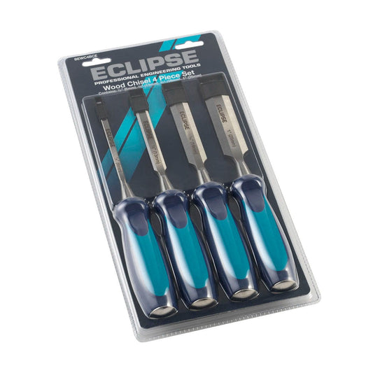 4 pc Wood Chisel with Ergonomic Soft Handle 1/4, 1/2", 3/4", 1" alt 0