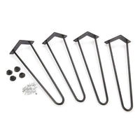 2-Wire Hairpin Leg - 16" - Black - 4 Piece