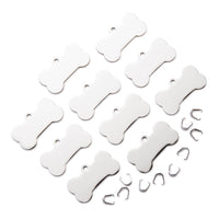 Engravable Bone Shaped Dog Tags - Stainless Steel - 10 Piece