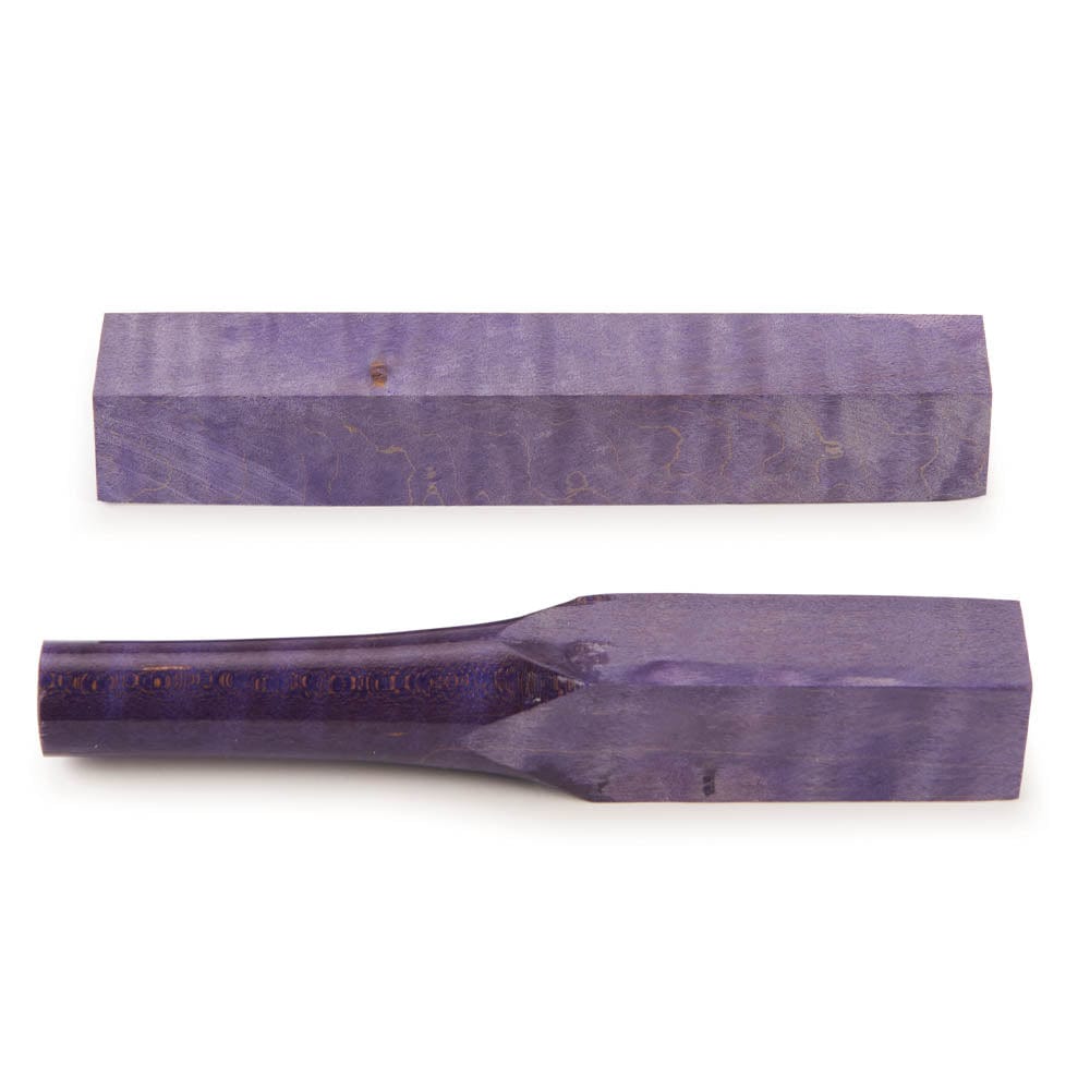 Stabilized & Dyed Curly Maple Pen Blank - 3/4" x 3/4" x 5" - Violet