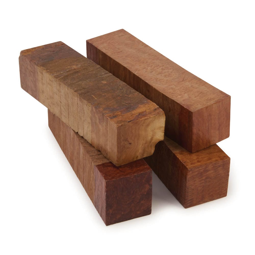Australian Burl Wood Blanks - 1-1/2" x 1-1/2" x 6" - 4 Pack