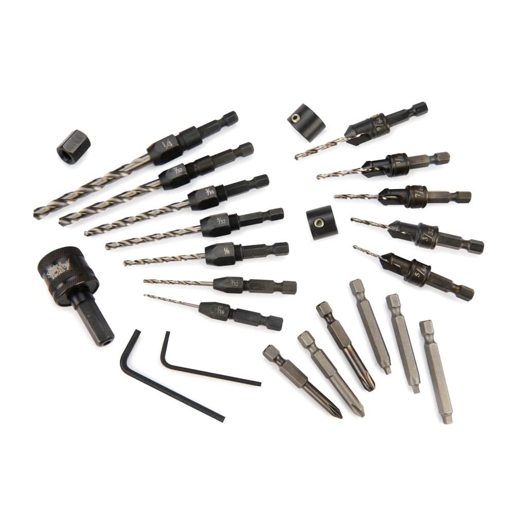 Drill, Driver and Countersink Set for Woodworking - 25 Piece