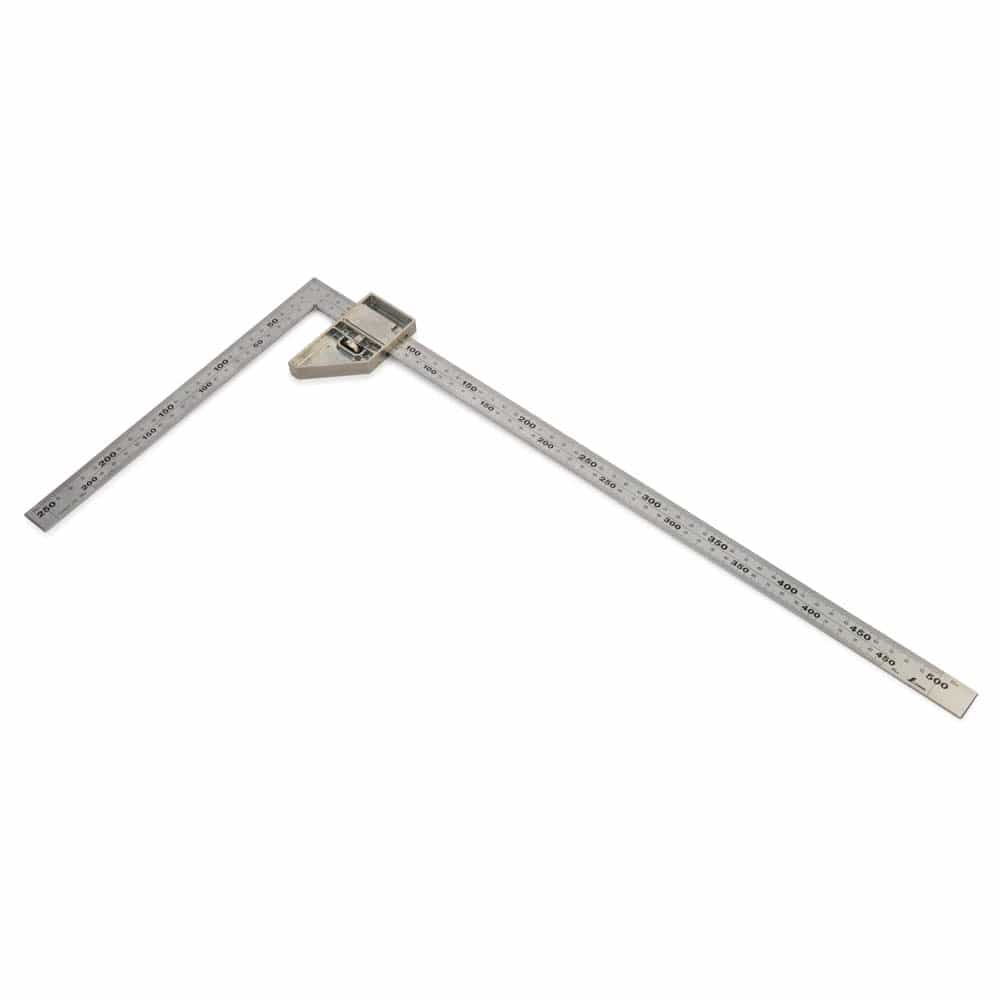 Wide Carpenter's Square with Hard Chrome Finish and Metal Stopper - 20" x 10"